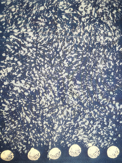 David Mendoza ~ Hand Painted Indigo Batik Silk Selendang 54" x 14"