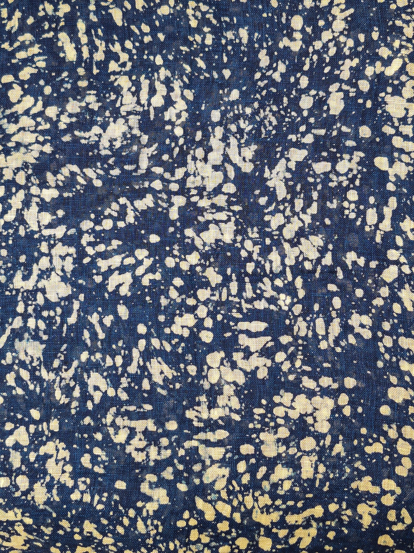 David Mendoza ~ Hand Blocked Indigo Batik Linen Scarf 80" x 14 1/2"