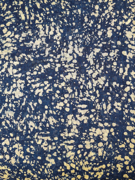 David Mendoza ~ Hand Blocked Indigo Batik Linen Scarf 80" x 14 1/2"