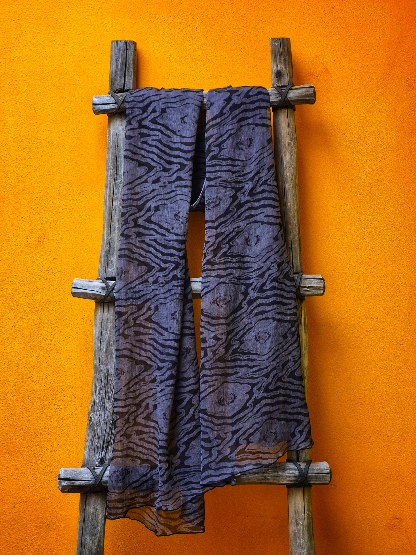 David Mendoza ~ Hand Blocked Indigo Batik Cotton Selendang Tuban, 34” x 80”