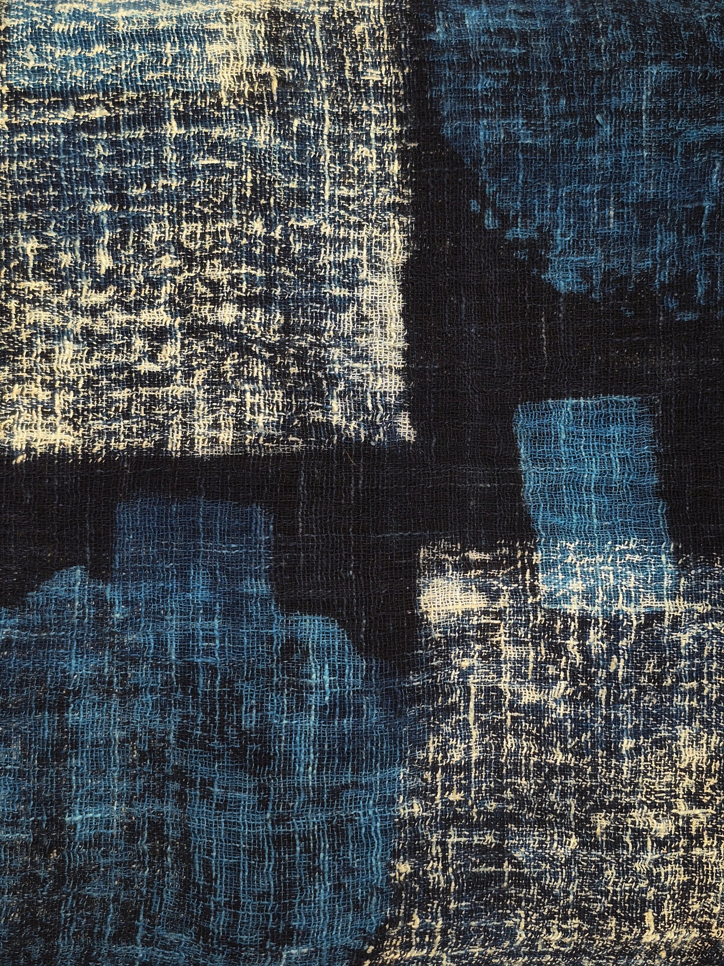David Mendoza ~ Hand Blocked Indigo Batik Cotton Selendang Tuban, 25” x 69”