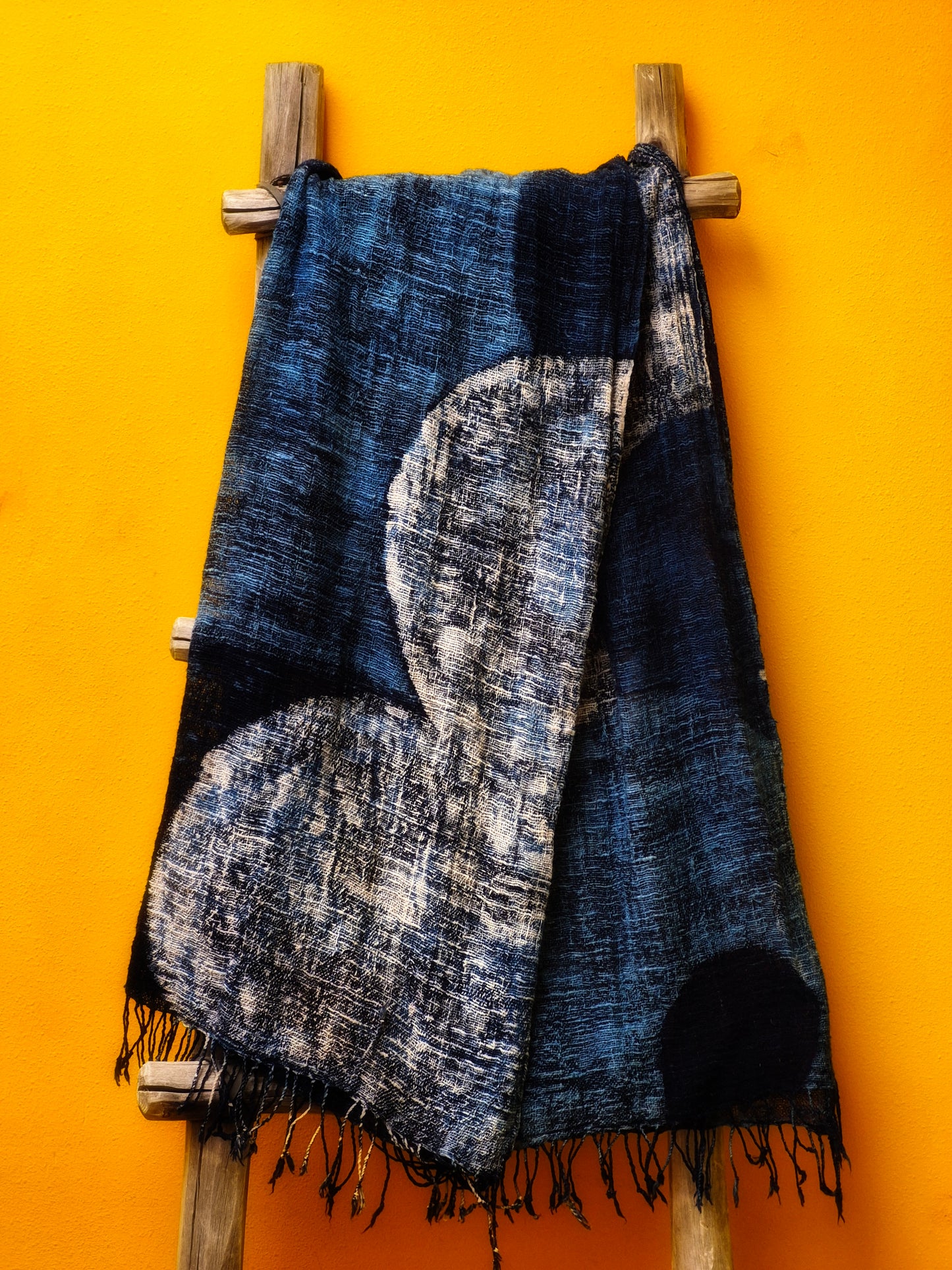 David Mendoza ~ Hand Blocked Indigo Batik Cotton Selendang Tuban 70" x 29"