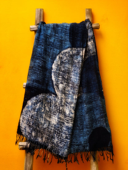 David Mendoza ~ Hand Blocked Indigo Batik Cotton Selendang Tuban 70" x 29"
