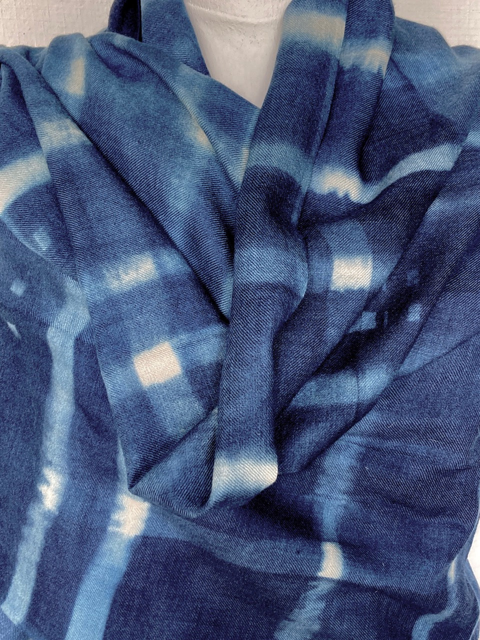 David Mendoza ~ Indigo Pashmina Shawl, 24” x 80”