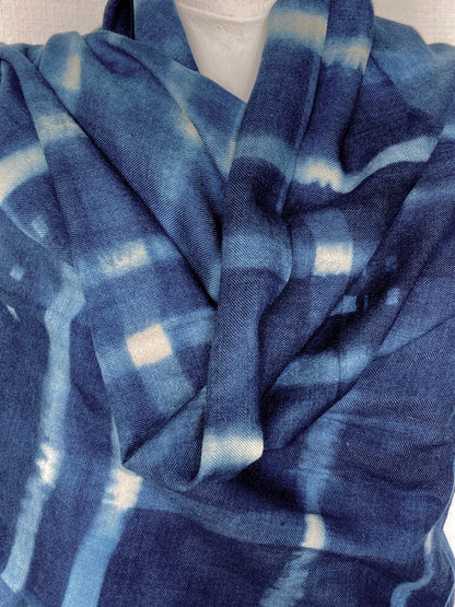 David Mendoza ~ Indigo Pashmina Shawl, 24” x 80”