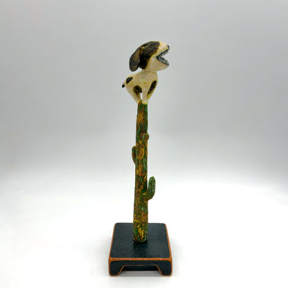Wesley Anderegg ~ "Dog on Saguaro Cactus" ceramic, 14" x 4" x 4"