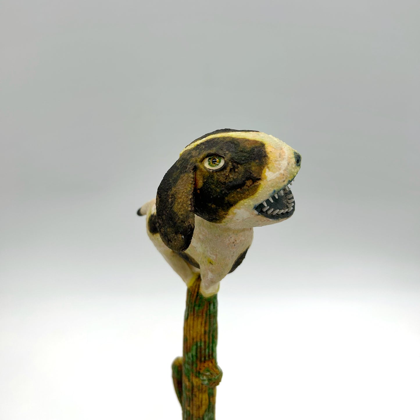 Wesley Anderegg ~ "Dog on Saguaro Cactus" ceramic, 14" x 4" x 4"