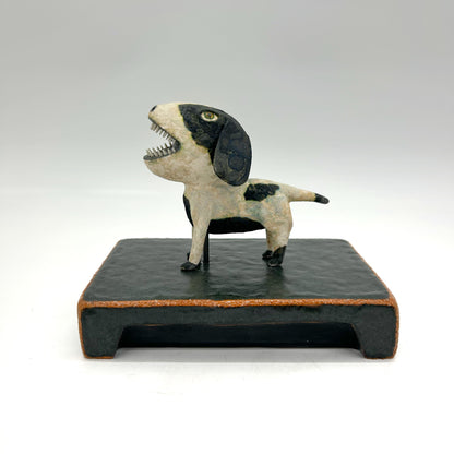 Wesley Anderegg ~ "Black / White Dog" ceramic, 4 3/4" x 6" x 4"