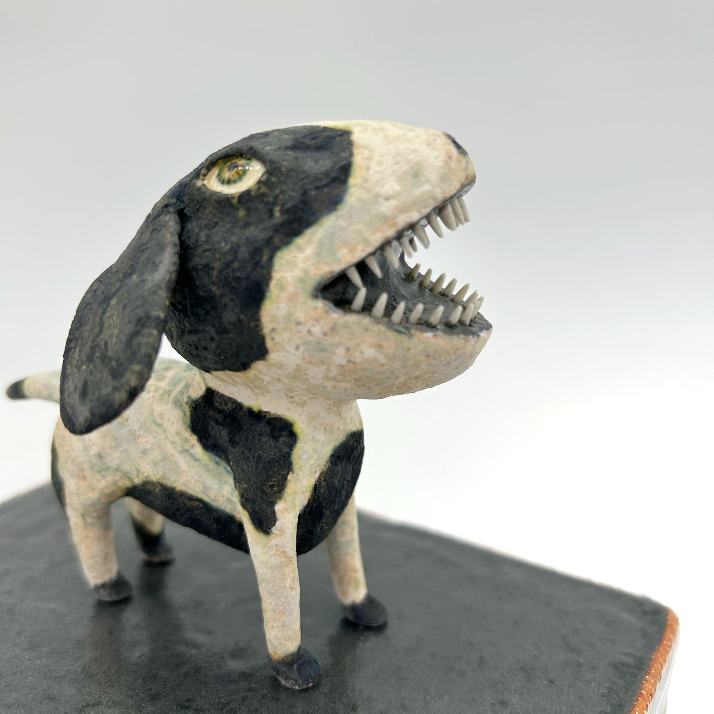 Wesley Anderegg ~ "Black / White Dog" ceramic, 4 3/4" x 6" x 4"