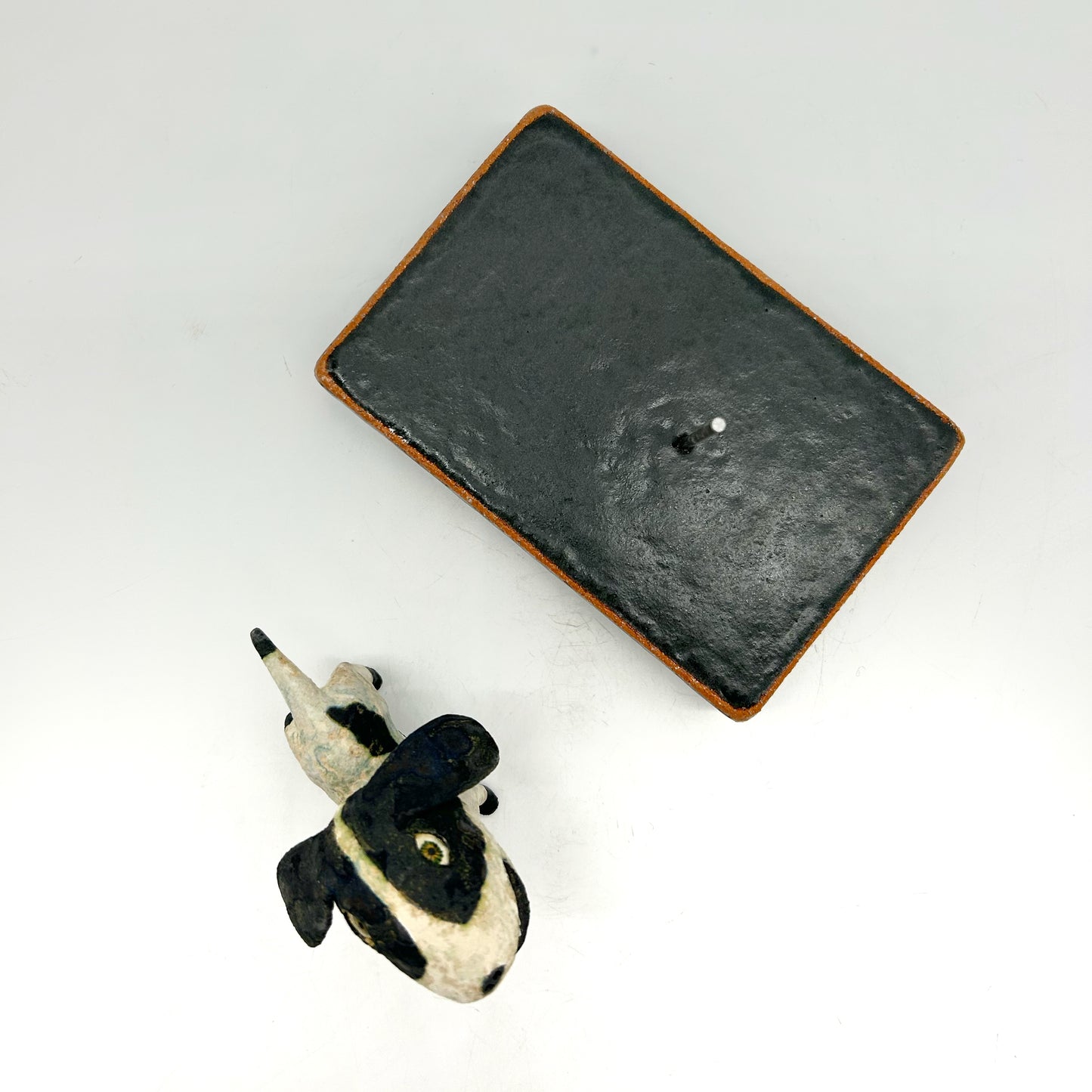 Wesley Anderegg ~ "Black / White Dog" ceramic, 4 3/4" x 6" x 4"