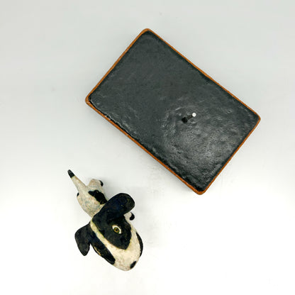 Wesley Anderegg ~ "Black / White Dog" ceramic, 4 3/4" x 6" x 4"