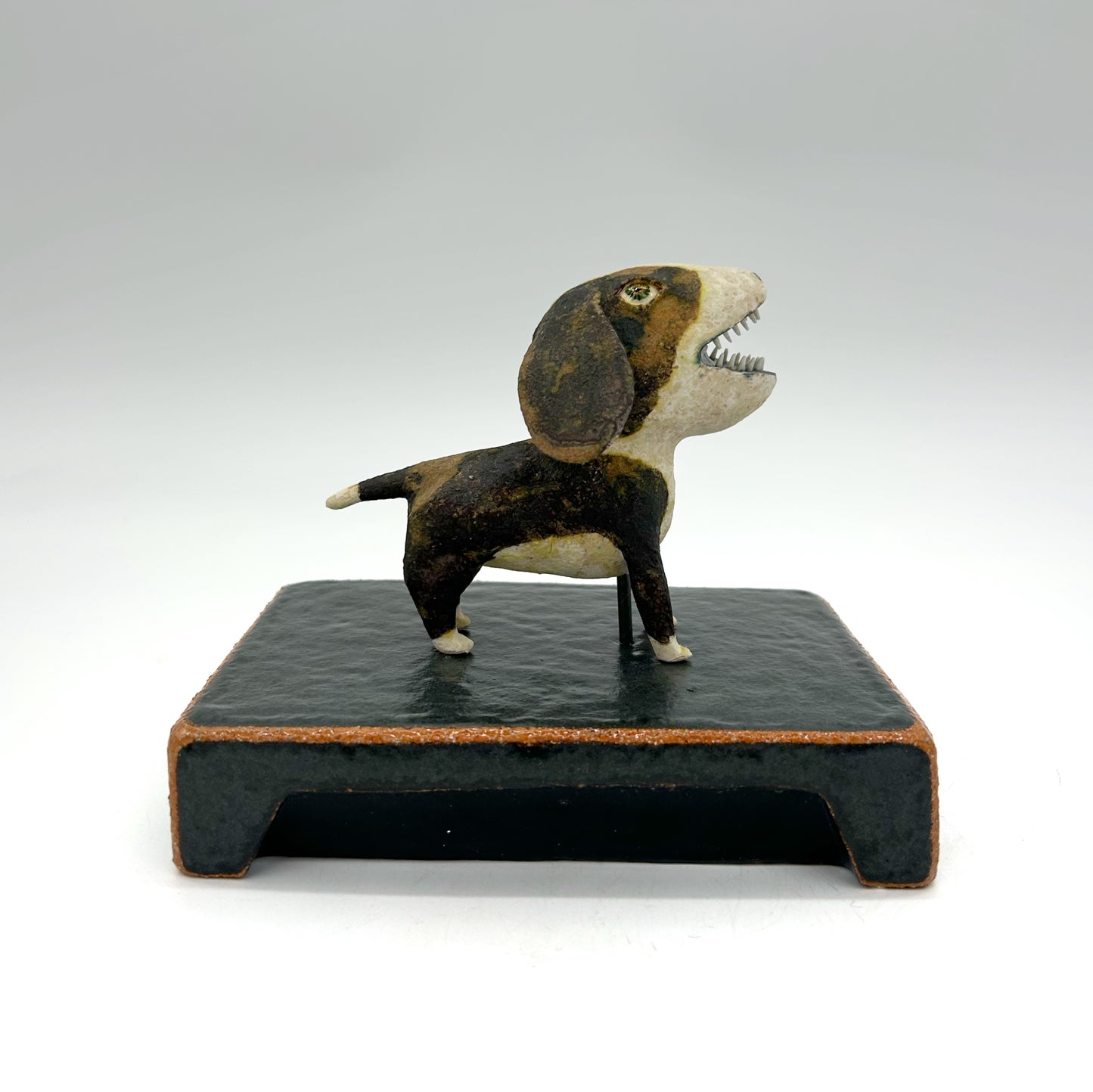 Wesley Anderegg ~ "Brown / White Dog" ceramic, 4 3/4" x 6" x 4"
