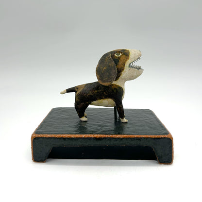 Wesley Anderegg ~ "Brown / White Dog" ceramic, 4 3/4" x 6" x 4"