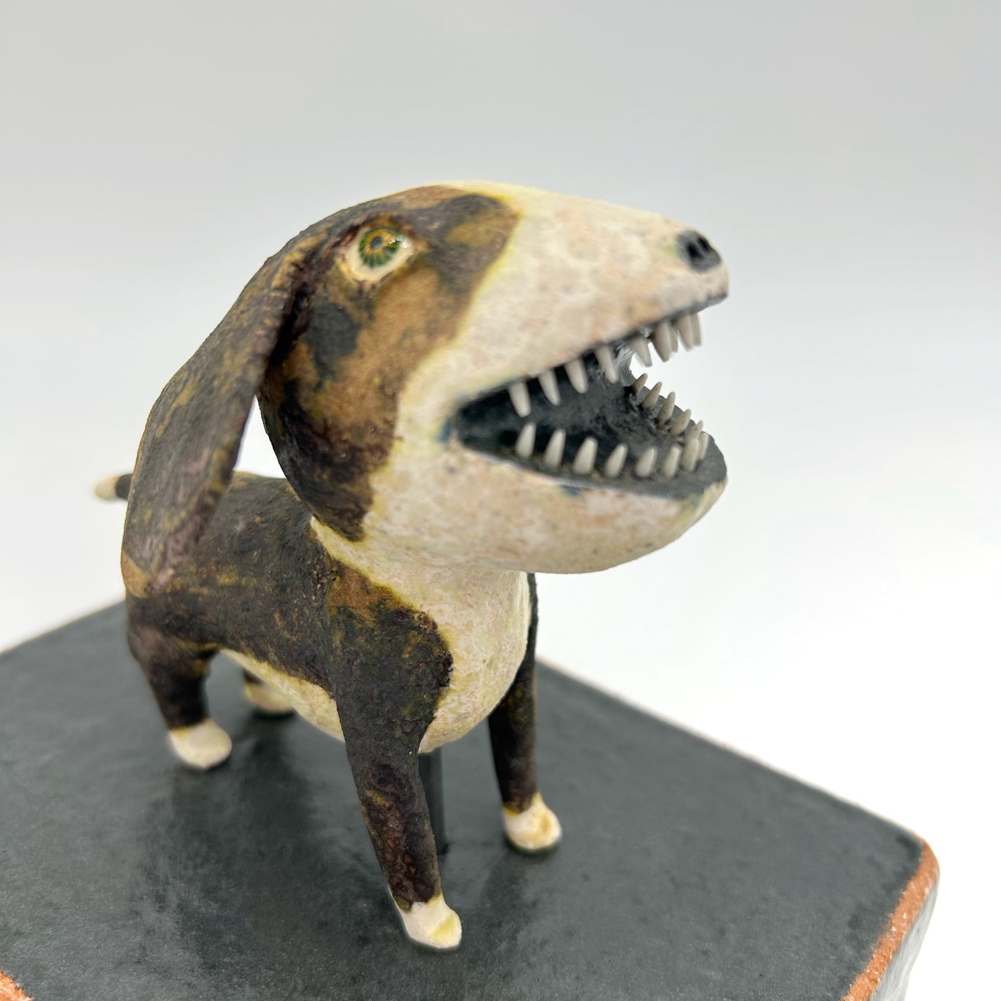 Wesley Anderegg ~ "Brown / White Dog" ceramic, 4 3/4" x 6" x 4"
