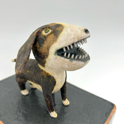 Wesley Anderegg ~ "Brown / White Dog" ceramic, 4 3/4" x 6" x 4"