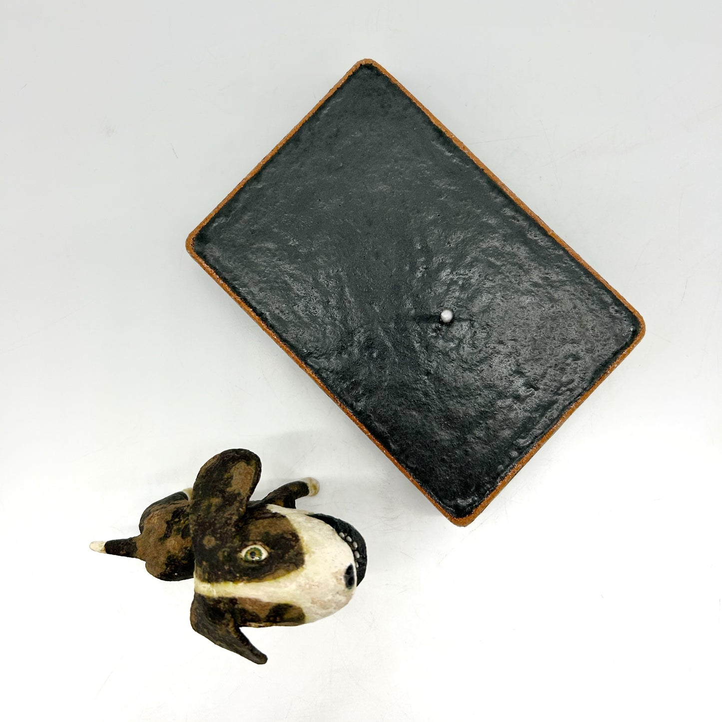 Wesley Anderegg ~ "Brown / White Dog" ceramic, 4 3/4" x 6" x 4"