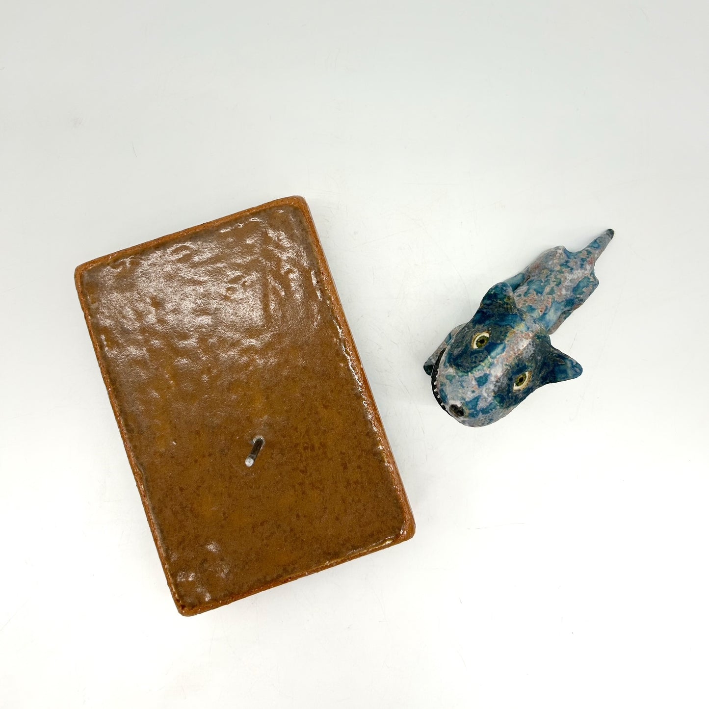 Wesley Anderegg ~ "Blue Dog Lying Down" ceramic, 3 3/4" x 6" x 4"