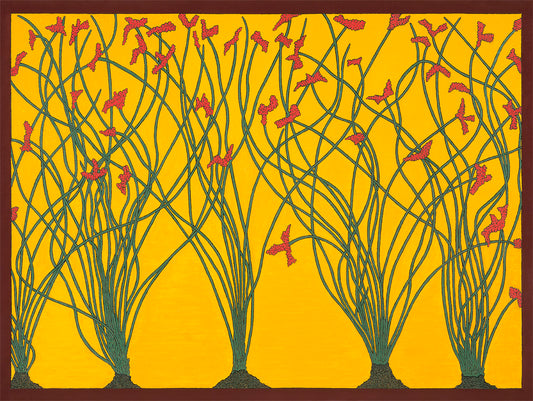 Walter W. Nelson ~ Ocotillo with Flowers, 23" x 27 1/2" x 3/4"