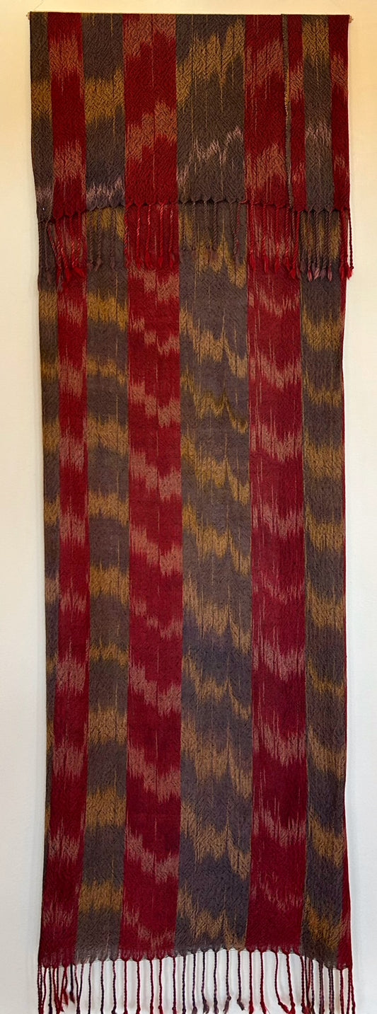 Speer / Daller ~ Earth Tone Alpaca Ikat Weaving, 19" x 82"