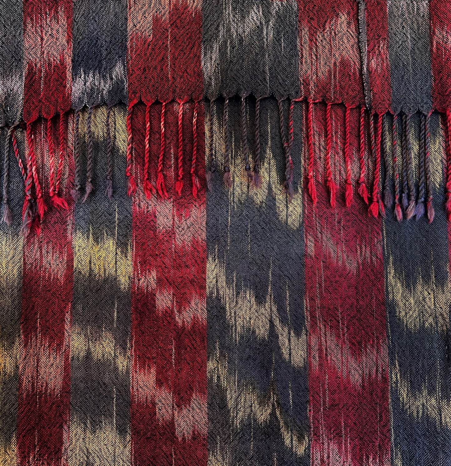 Speer / Daller ~ Earth Tone Alpaca Ikat Weaving, 19" x 82"