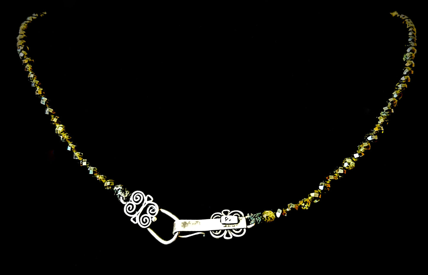 Yesenia Salgado ~ Smoke Agate Necklace ~ Lovebird & Hand Pendant, 2 2/3" x 1 1/4" on 22"