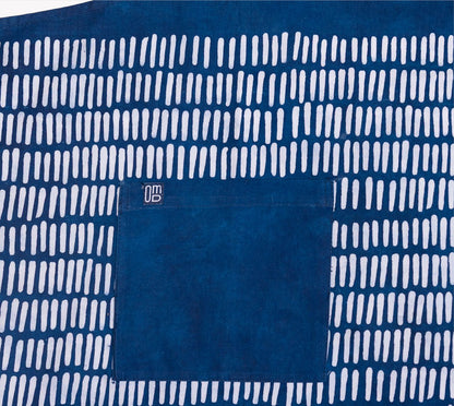 David Mendoza ~ Hand Blocked Indigo Papel Picado / Hash Mark Batik Apron