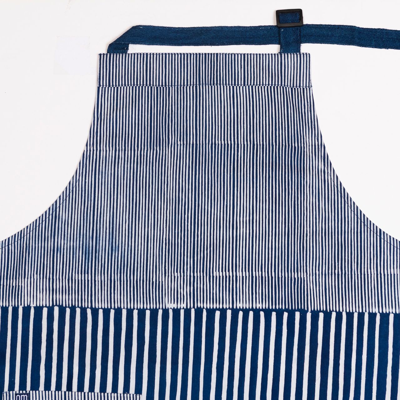 David Mendoza ~ Hand Blocked Indigo Pinstripe / Medium Strip Batik Apron