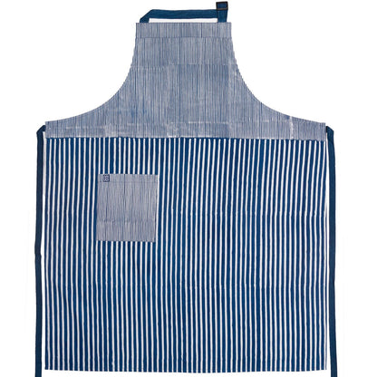 David Mendoza ~ Hand Blocked Indigo Pinstripe / Medium Strip Batik Apron