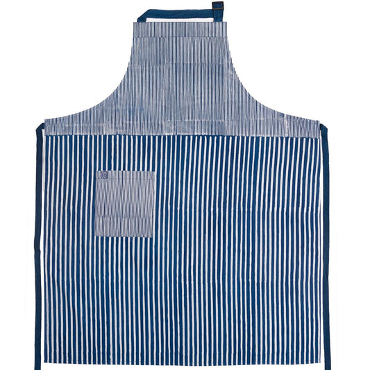 David Mendoza ~ Hand Blocked Indigo Pinstripe / Medium Strip Batik Apron