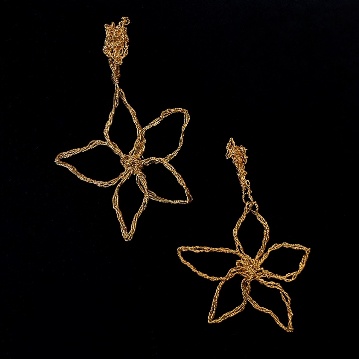 Gold Plate Star Flower Earrings