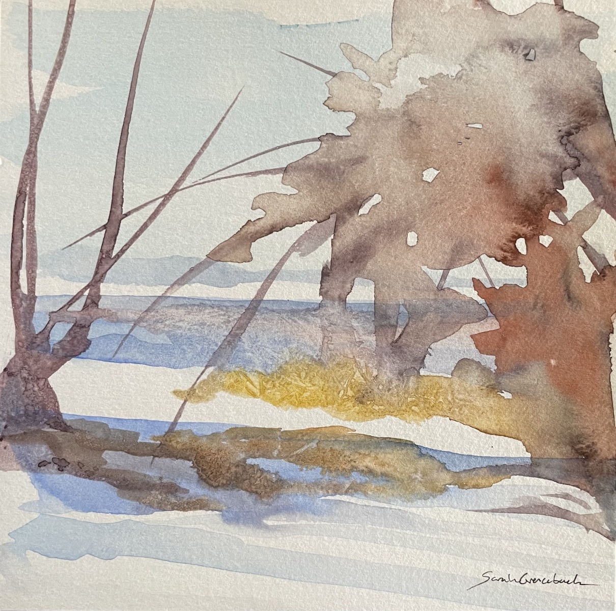 Creek in Winter Watercolor