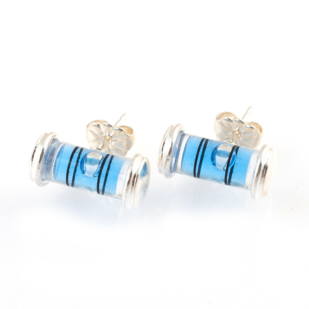 Mini Blue Level Post Earrings