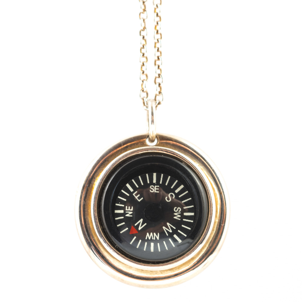 Large Compass Necklace 16" Chain