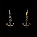 Antique French Passementerie Tassel Anchor Earrings