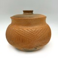 5 Quart Traditional Mica Bean Pot with lid, Incised