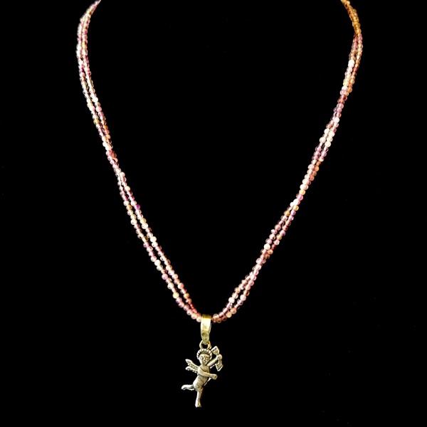 Sterling Silver Cupid Pendant, Amethyst Necklace