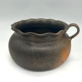 3 3/4 Quart Mica Bean Pot Black, Fluted Edge, Single handle