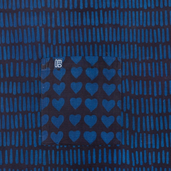 Hand Blocked Heart and Hash Mark Batik Apron