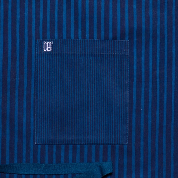 Hand Blocked Blue Pinstripe Batik Apron