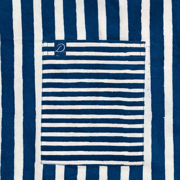 Hand Blocked Wide Stripe Batik Apron