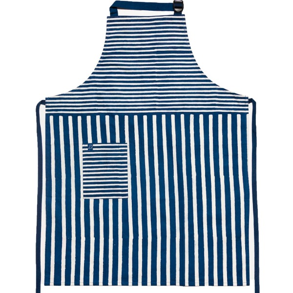 Hand Blocked Wide Stripe Batik Apron