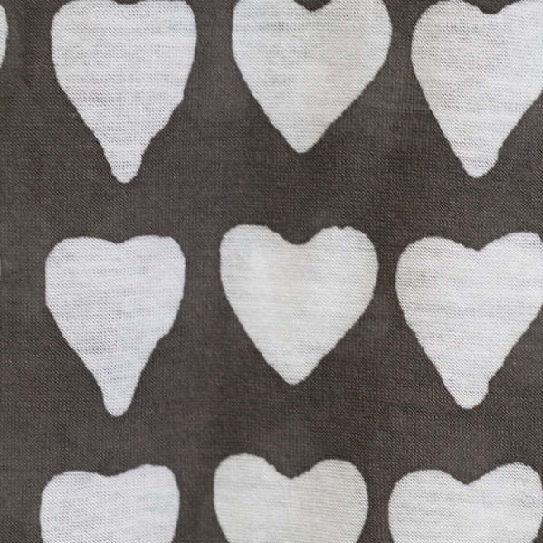 Hand blocked Heart Batik Theo Collection Scarf, 13" Gray