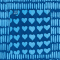 Hand Blocked Theo Collection Apron, Two Blues Heart and Hash Mark