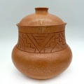 5 Quart Mica Tall Bean pot with Incised Design