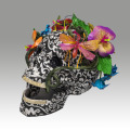 Day of the Dead Skull with movable Mandible, flowers, insects